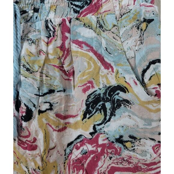 BePop Pink Blue Abstract Print Pull On Shorts Small Lightweight Pleated Front - Picture 2 of 5